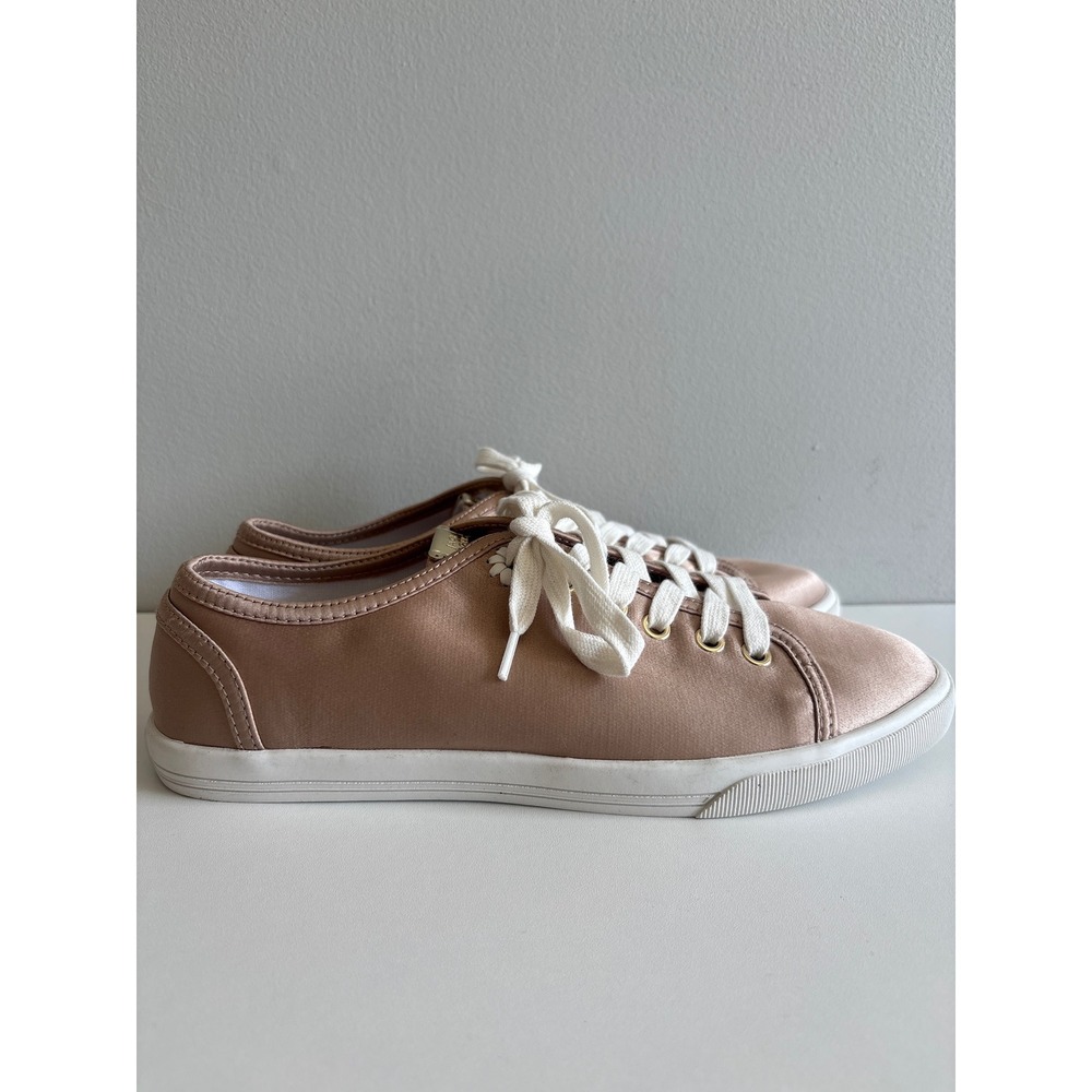 Jack Rogers Rose Gold Satin Low Top Lace Up Sneakers Shoes Womens 9B